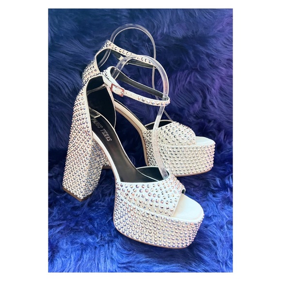 🛑 SOLD 🛑New! PARIS TEXAS Holly Tatiana Block Heel Crystal Platform Sandals - Picture 10 of 17